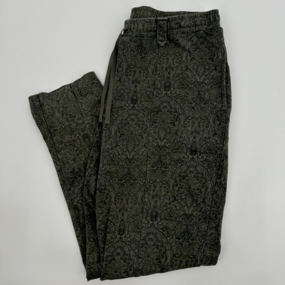 Men's Olive Green Patterned Drawstring Joggers